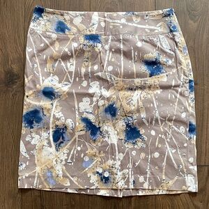 Alfani tan/blue abstract floral skirt